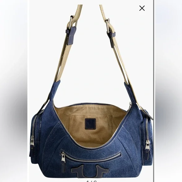 True Religion Denim Shoulder Bag Hobo Vintage style unisex Y2K slouch - Picture 4 of 15